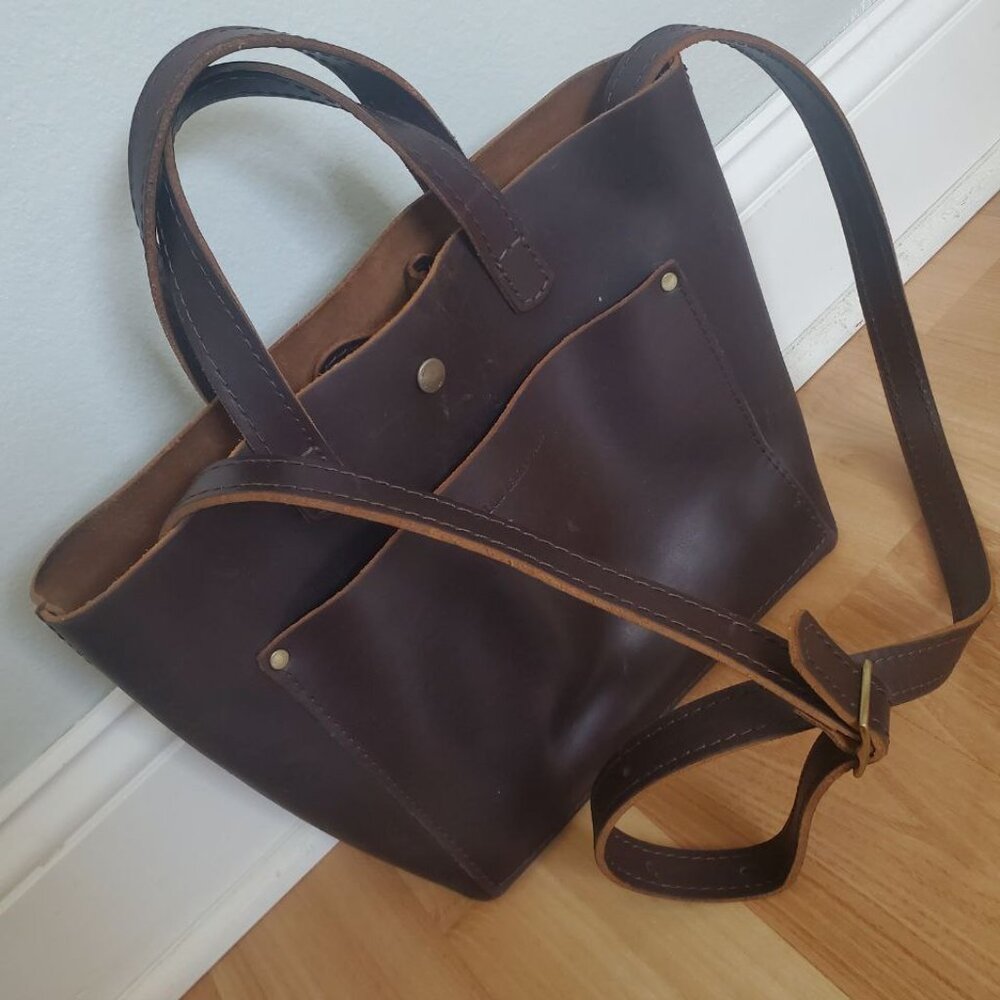 Portland Leather Mini Crossbody Tote - Picture 8 of 9